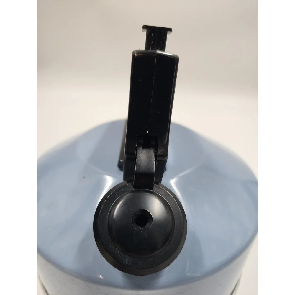Vintage Light Blue Enamel Whistling Tea Kettle Stovetop Retro Mid Century Modern